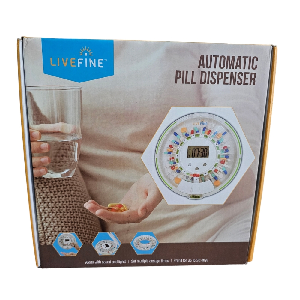 LiveFine Automatic Pill Dispenser 28 days Medication Organizer NIB NEW